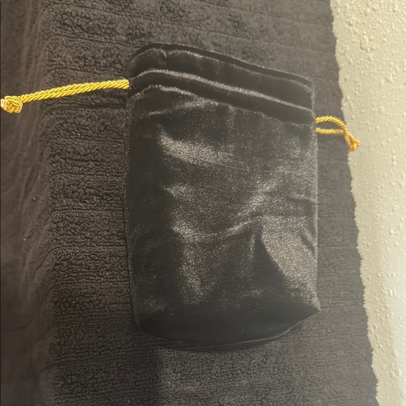 Handbags - Black Velvet Pouch with Gold Drawstring